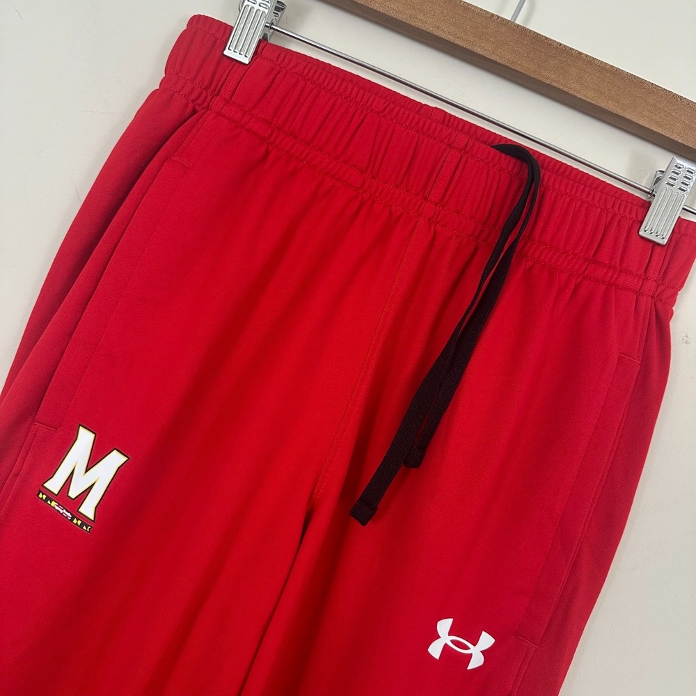 Under Armour Track Pants Red Maryland Terrapins Football Athletic NCAA Mens XS